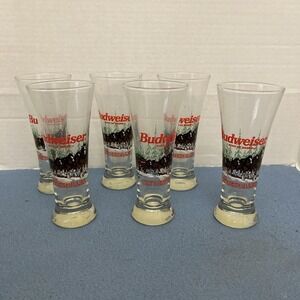 Budweiser Clydesdale Holiday 7.25" Tall 12oz Pilsner Glasses - Set of 6